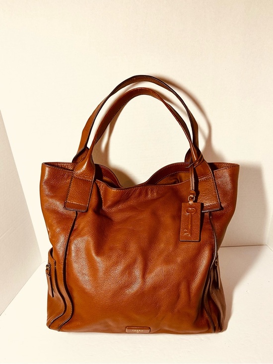 Fossil Handbags - Fossil Cognac Brown Leather Tote Bag